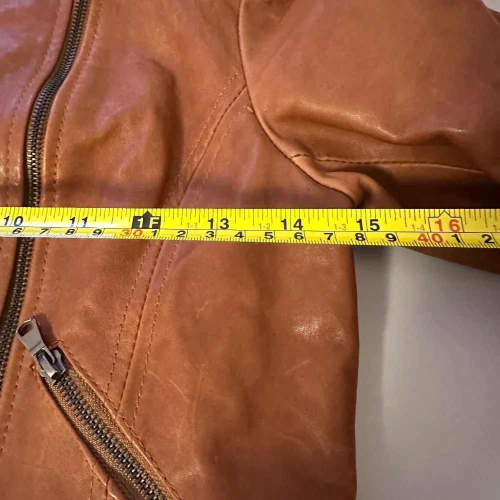 Jacketto Vintage Italian Leather Caramel Colored Leather Moto Jacket | Size 46